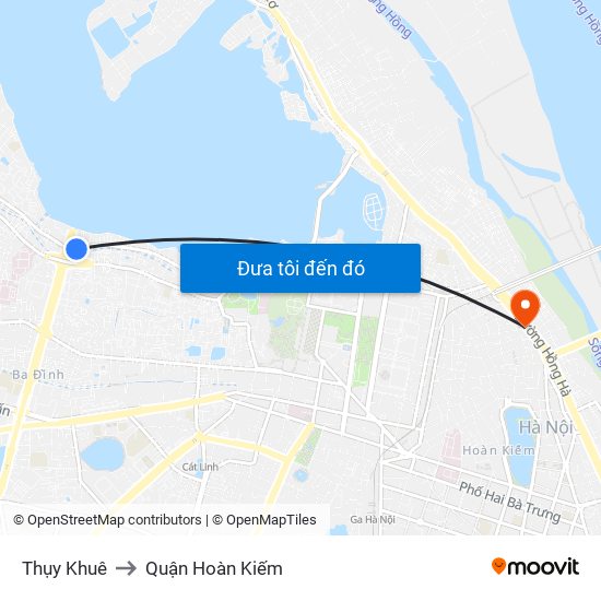 Thụy Khuê to Quận Hoàn Kiếm map