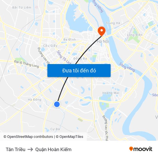 Tân Triều to Quận Hoàn Kiếm map