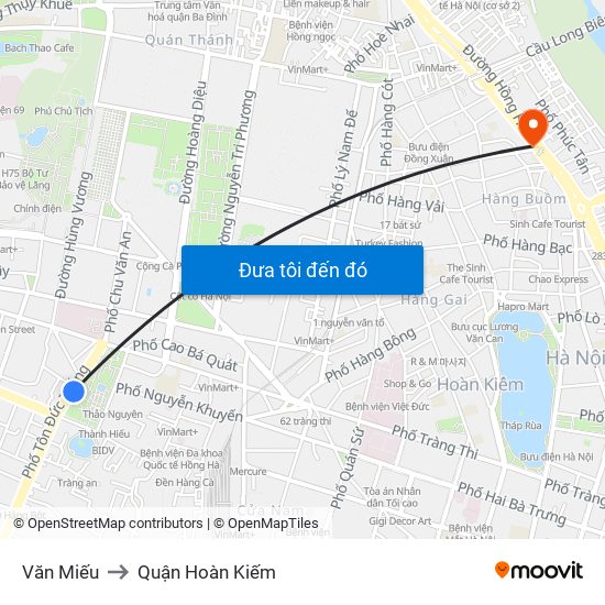 Văn Miếu to Quận Hoàn Kiếm map