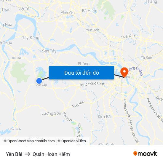 Yên Bài to Quận Hoàn Kiếm map