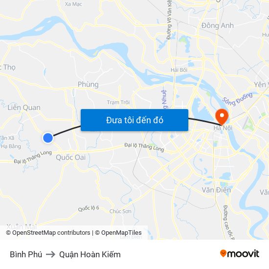 Bình Phú to Quận Hoàn Kiếm map