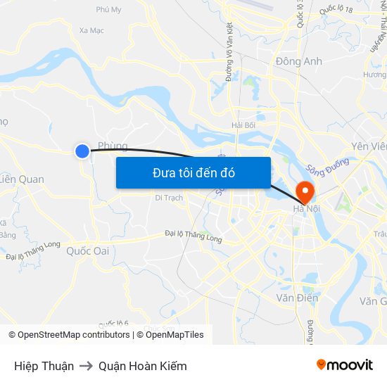 Hiệp Thuận to Quận Hoàn Kiếm map