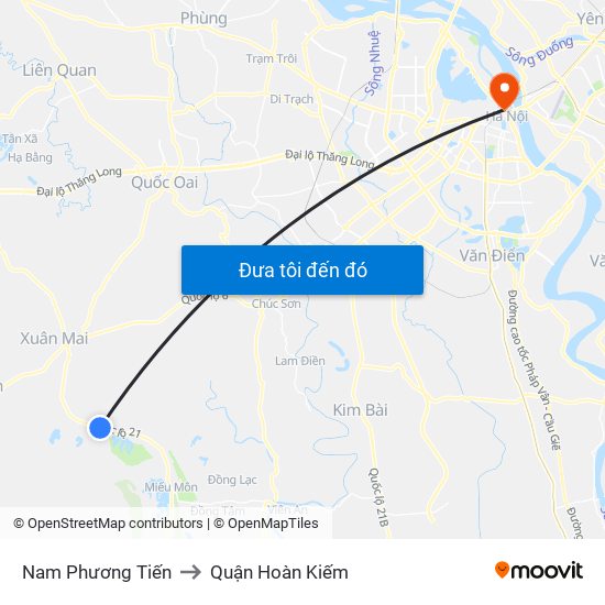 Nam Phương Tiến to Quận Hoàn Kiếm map