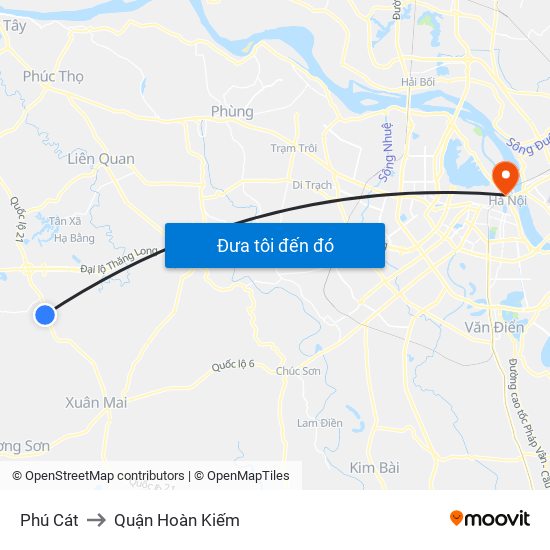 Phú Cát to Quận Hoàn Kiếm map