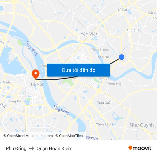 Phù Đổng to Quận Hoàn Kiếm map