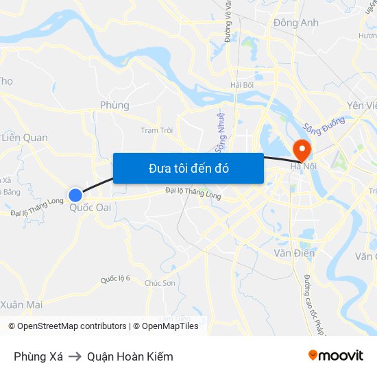 Phùng Xá to Quận Hoàn Kiếm map