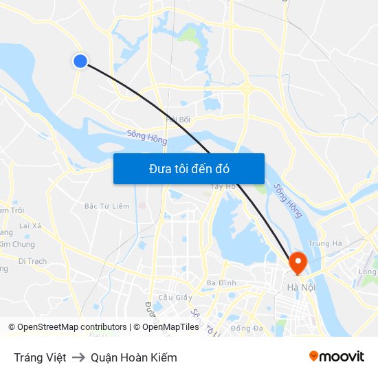 Tráng Việt to Quận Hoàn Kiếm map