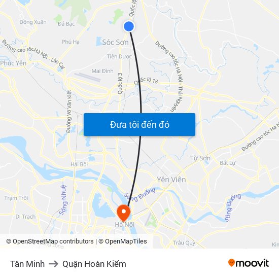 Tân Minh to Quận Hoàn Kiếm map