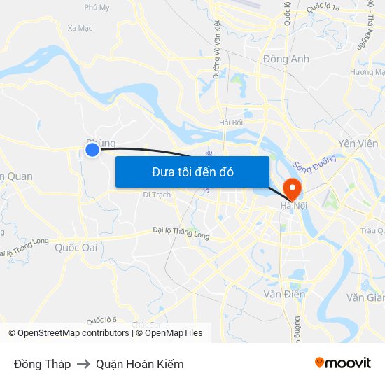 Đồng Tháp to Quận Hoàn Kiếm map