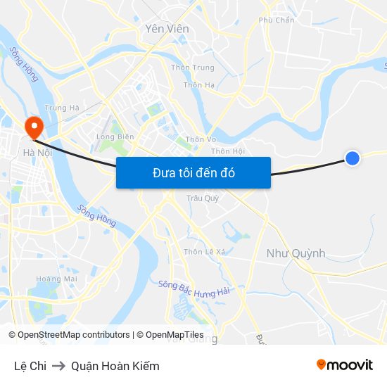 Lệ Chi to Quận Hoàn Kiếm map