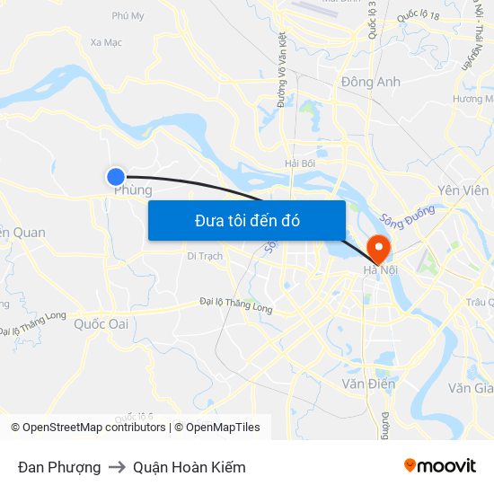 Đan Phượng to Quận Hoàn Kiếm map