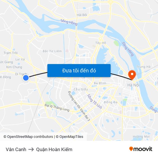 Vân Canh to Quận Hoàn Kiếm map