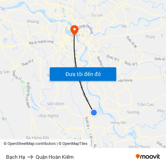 Bạch Hạ to Quận Hoàn Kiếm map