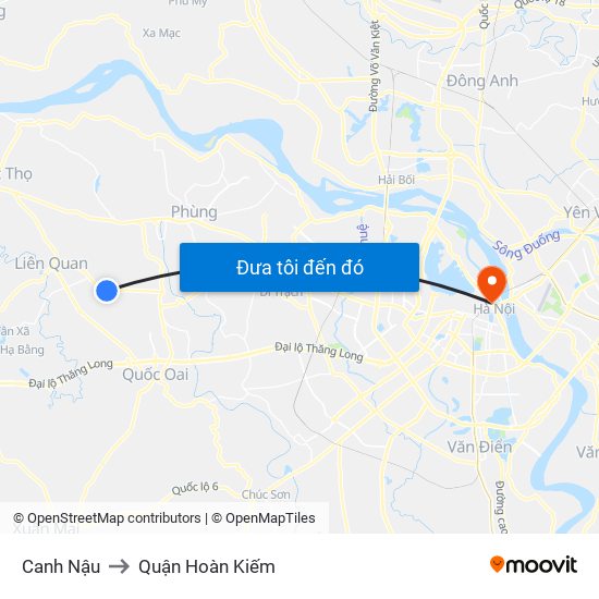 Canh Nậu to Quận Hoàn Kiếm map