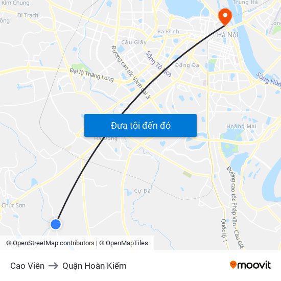 Cao Viên to Quận Hoàn Kiếm map