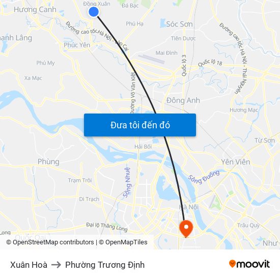 Xuân Hoà to Phường Trương Định map