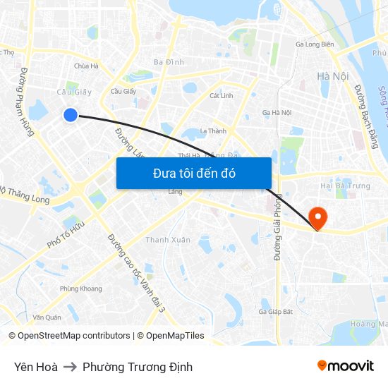 Yên Hoà to Phường Trương Định map