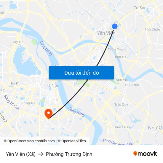 Yên Viên (Xã) to Phường Trương Định map