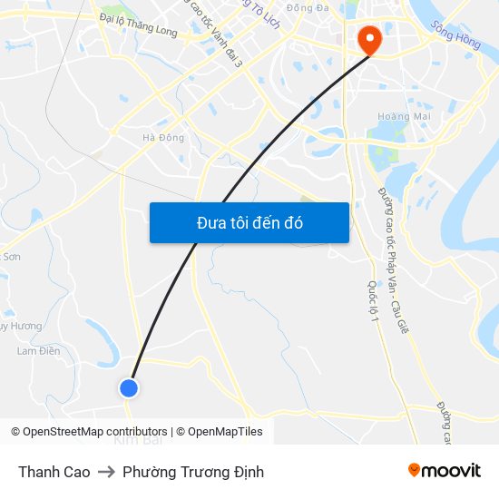 Thanh Cao to Phường Trương Định map