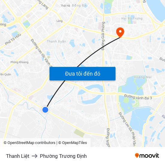 Thanh Liệt to Phường Trương Định map