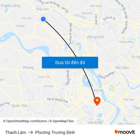 Thanh Lâm to Phường Trương Định map