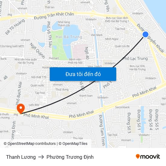 Thanh Lương to Phường Trương Định map