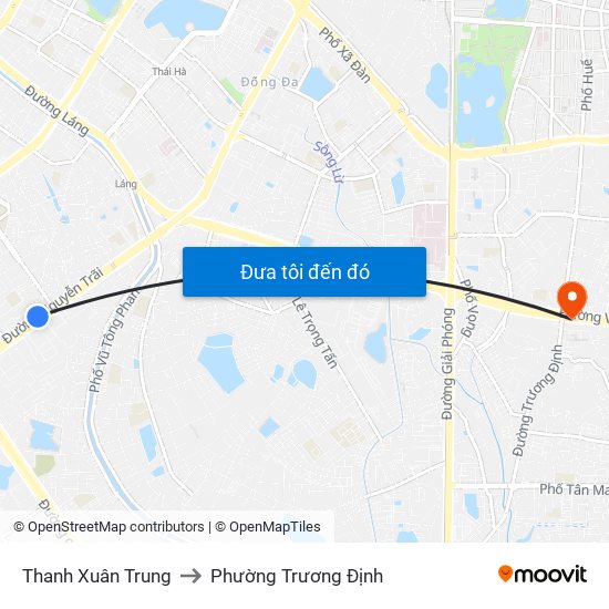 Thanh Xuân Trung to Phường Trương Định map