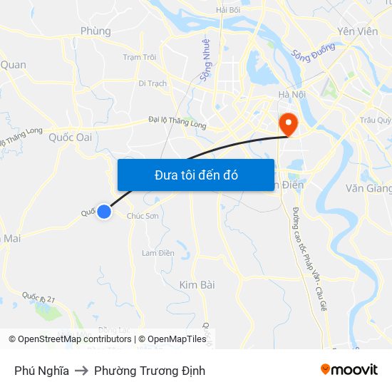 Phú Nghĩa to Phường Trương Định map