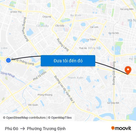 Phú Đô to Phường Trương Định map