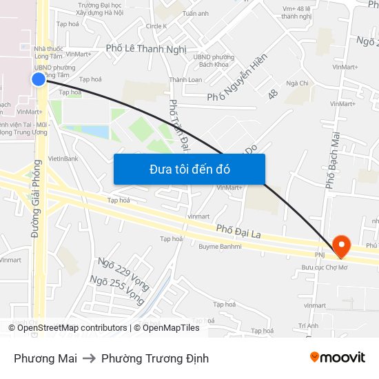 Phương Mai to Phường Trương Định map