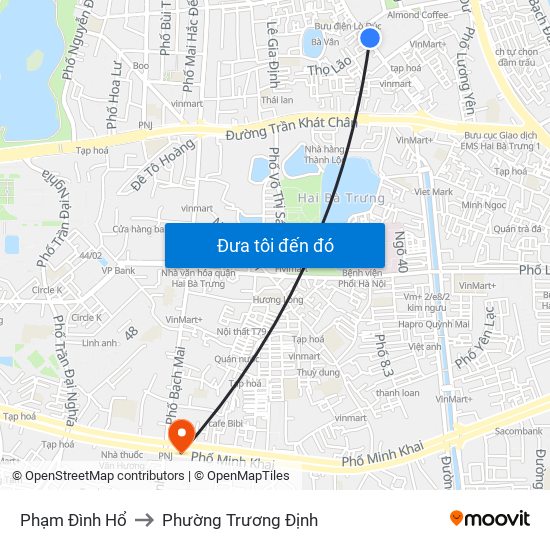 Phạm Đình Hổ to Phường Trương Định map