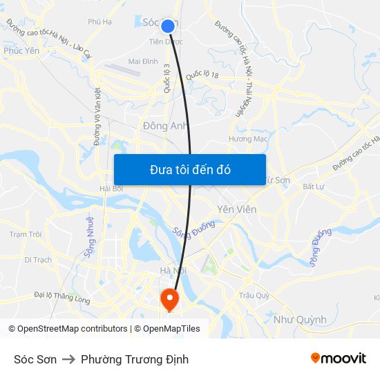 Sóc Sơn to Phường Trương Định map
