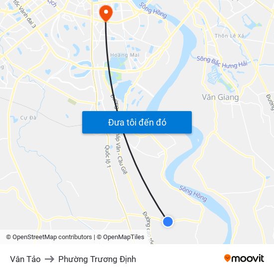 Vân Tảo to Phường Trương Định map