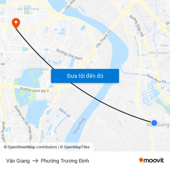 Văn Giang to Phường Trương Định map