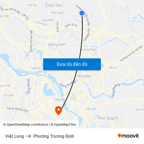 Việt Long to Phường Trương Định map