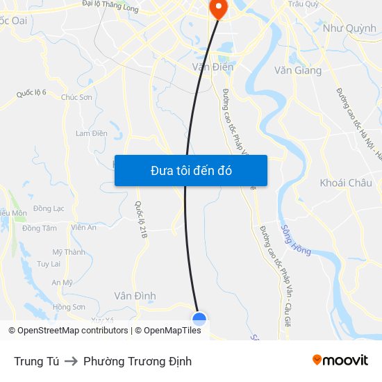 Trung Tú to Phường Trương Định map