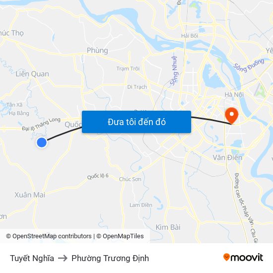 Tuyết Nghĩa to Phường Trương Định map