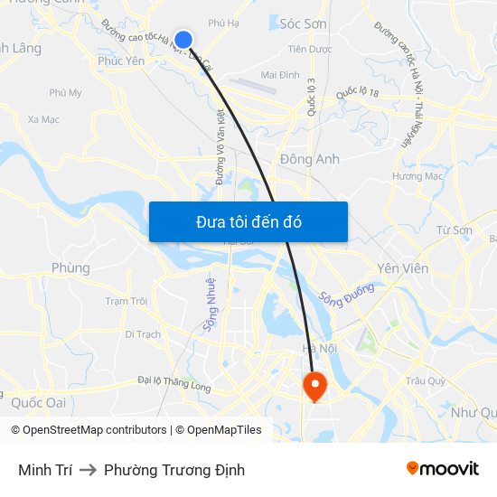 Minh Trí to Phường Trương Định map