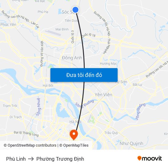 Phù Linh to Phường Trương Định map