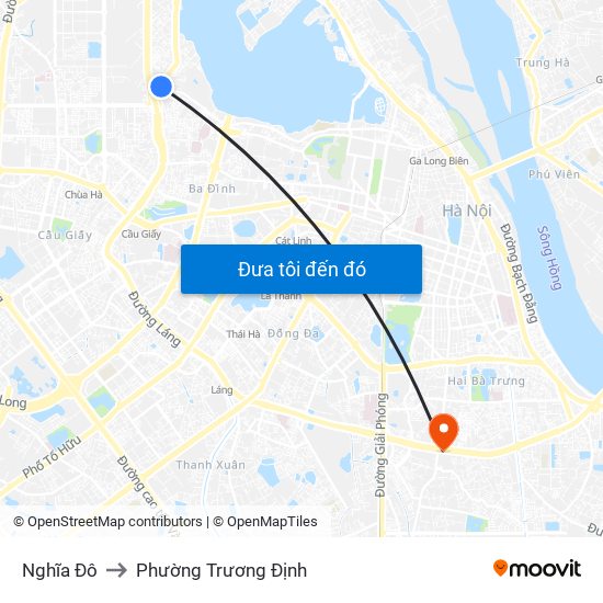 Nghĩa Đô to Phường Trương Định map