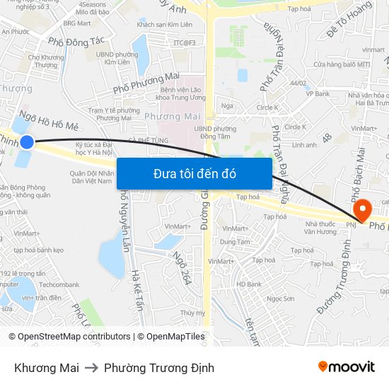Khương Mai to Phường Trương Định map