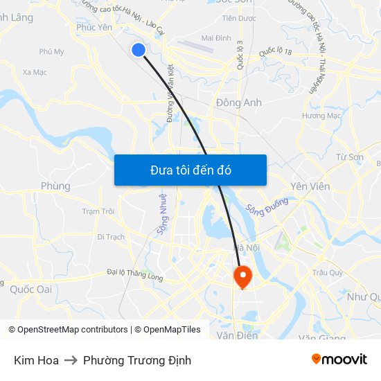 Kim Hoa to Phường Trương Định map