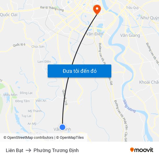 Liên Bạt to Phường Trương Định map