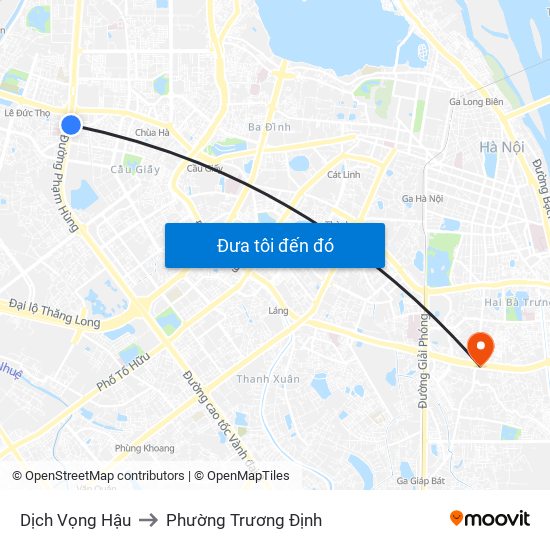 Dịch Vọng Hậu to Phường Trương Định map