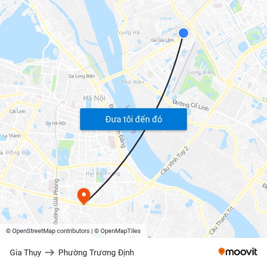 Gia Thụy to Phường Trương Định map