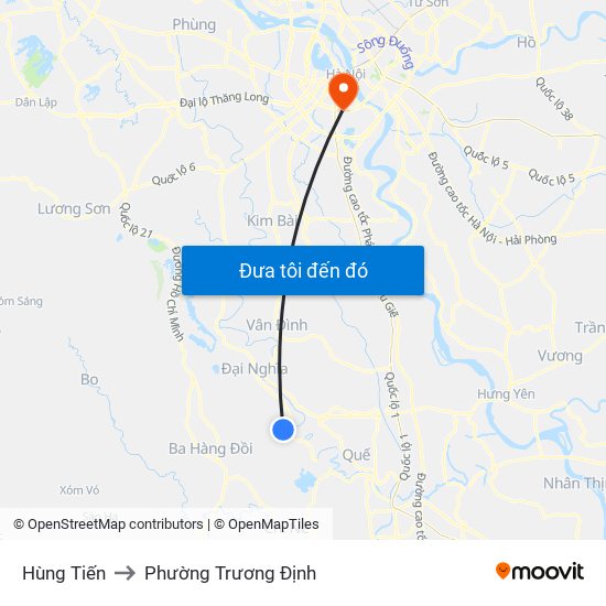 Hùng Tiến to Phường Trương Định map