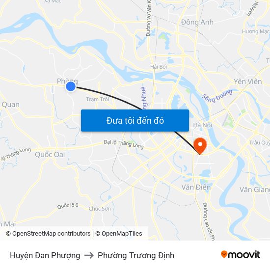 Huyện Đan Phượng to Phường Trương Định map