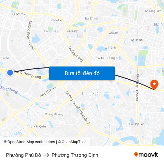 Phường Phú Đô to Phường Trương Định map