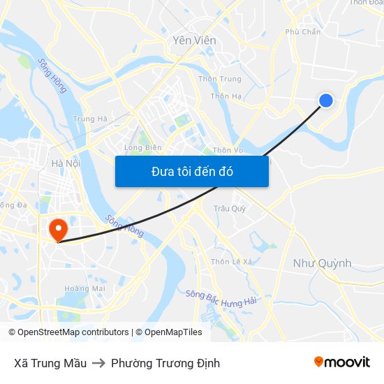 Xã Trung Mầu to Phường Trương Định map