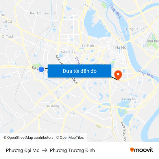 Phường Đại Mỗ to Phường Trương Định map